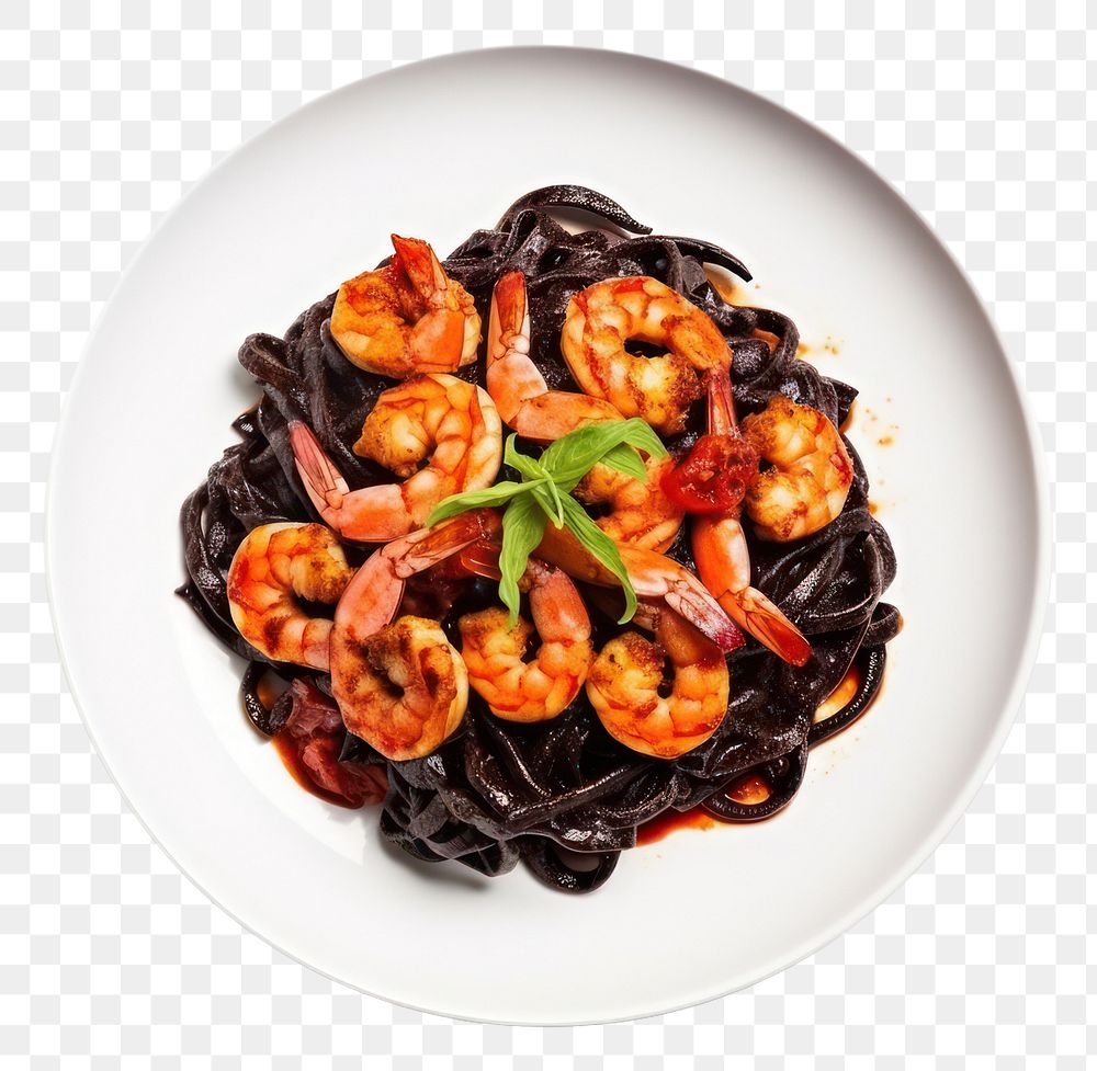 PNG Shrimp plate seafood pasta. AI generated Image by rawpixel.
