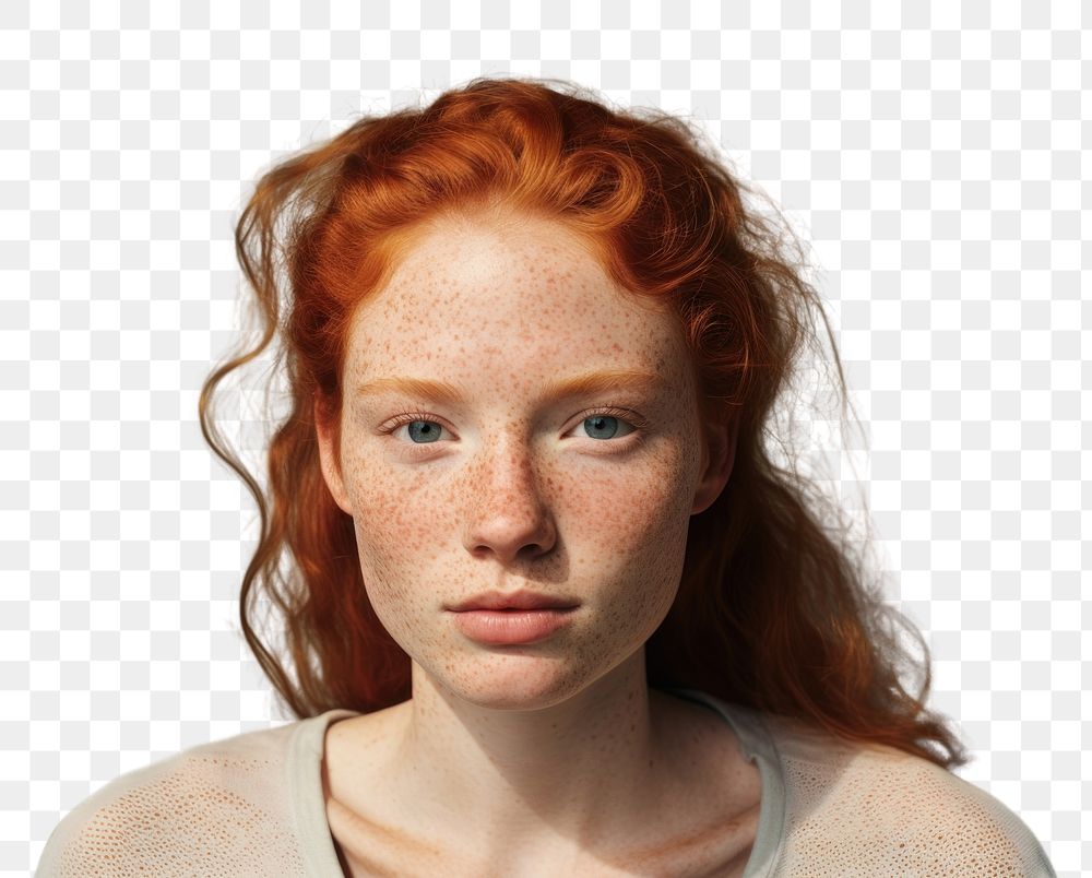 PNG Portrait freckle adult woman. AI generated Image by rawpixel.