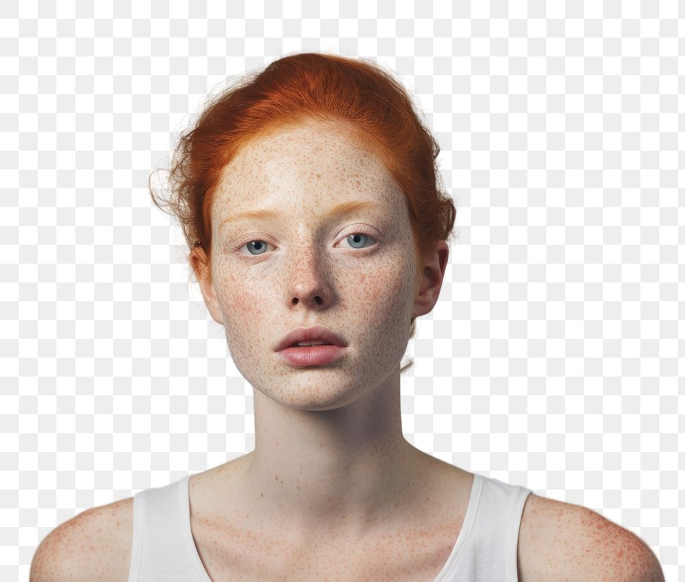 PNG Portrait freckle adult woman. 