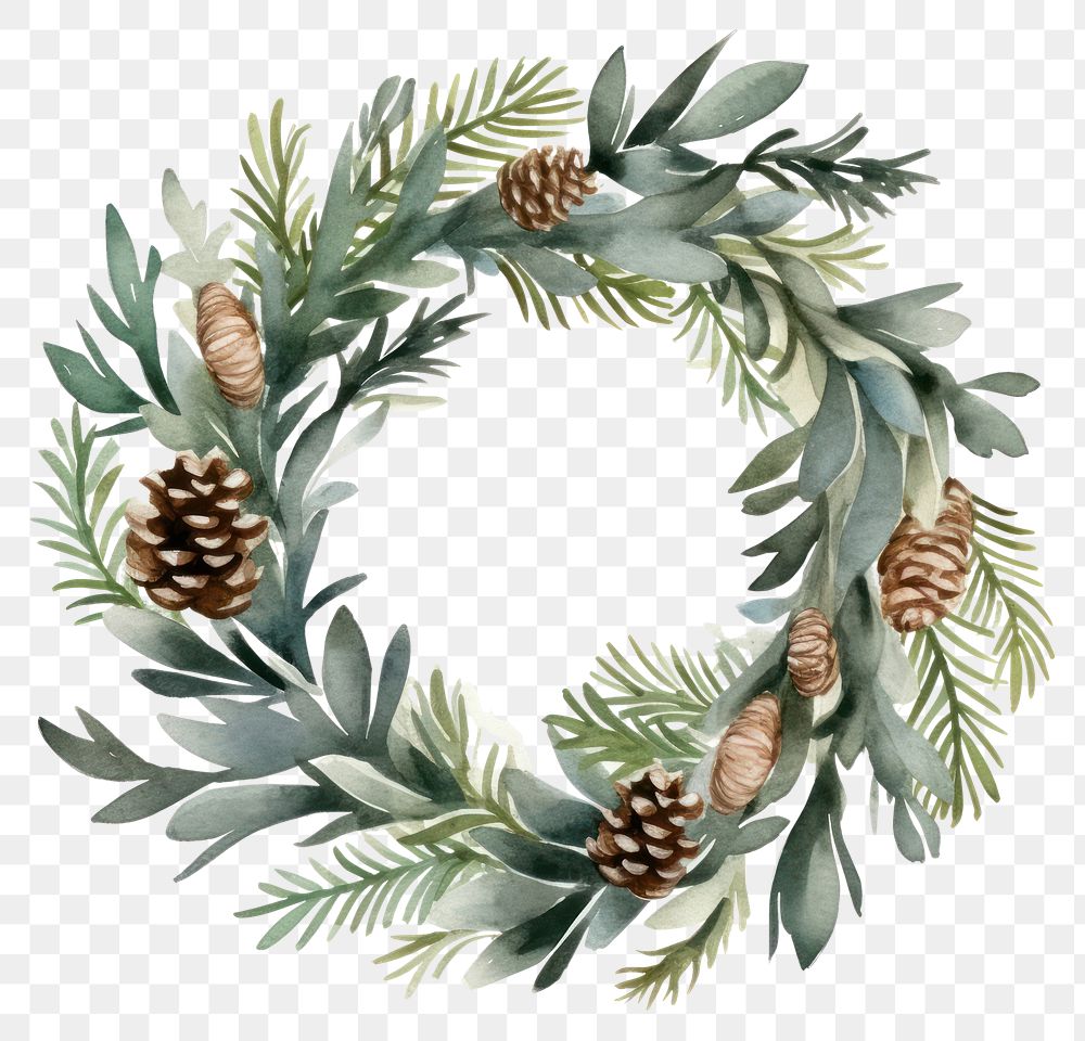 PNG Wreath christmas plant white background