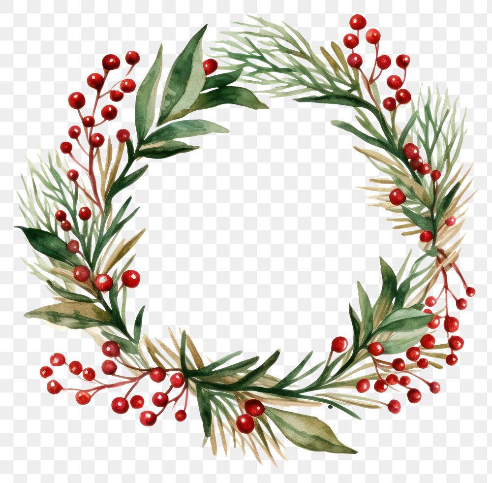 PNG Wreath christmas plant white background. 