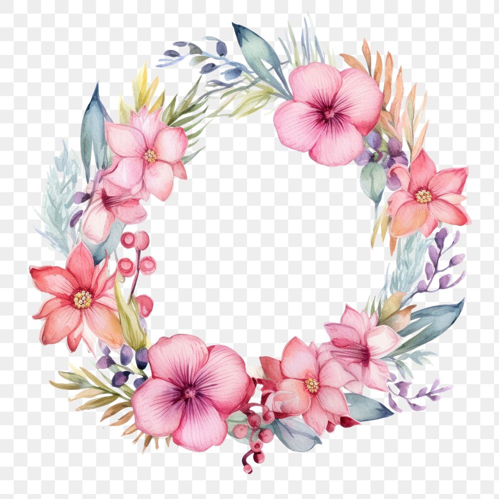 PNG Pattern flower wreath plant. AI generated Image by rawpixel.