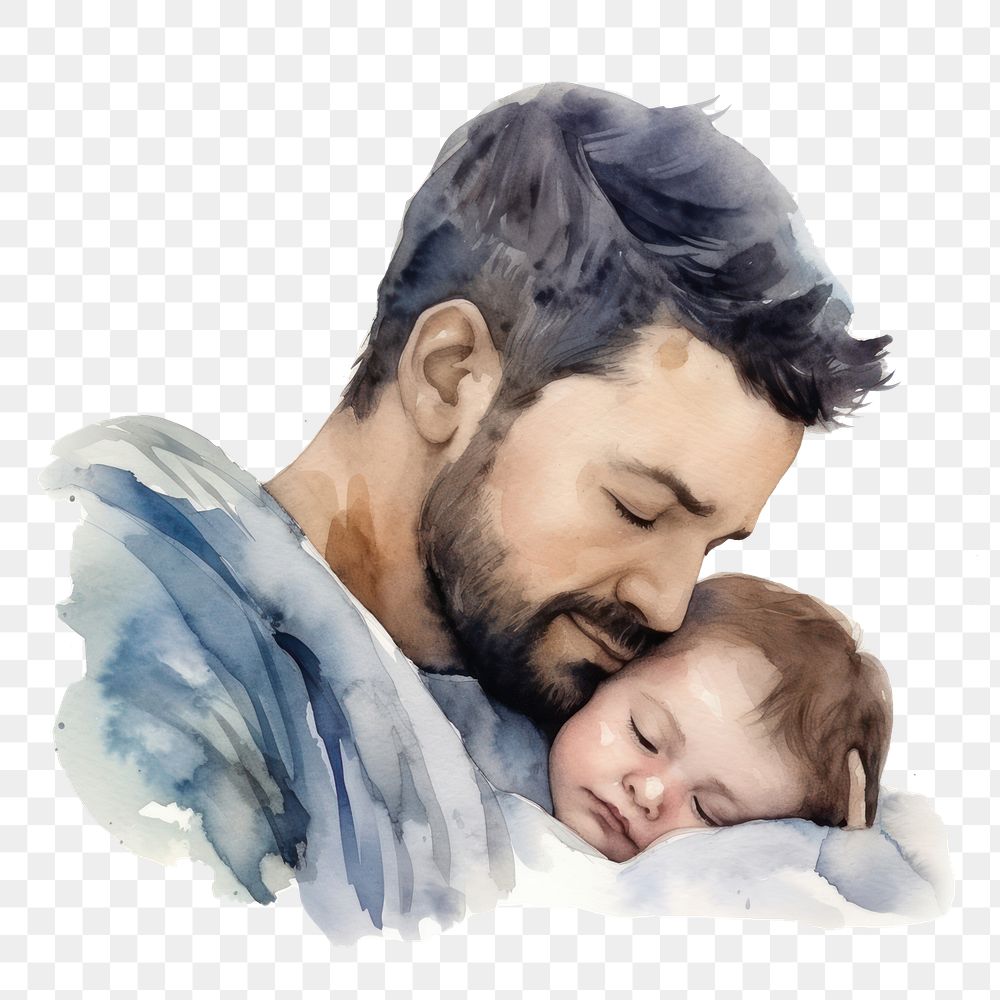 PNG Sleeping portrait newborn father. AI generated Image by rawpixel.