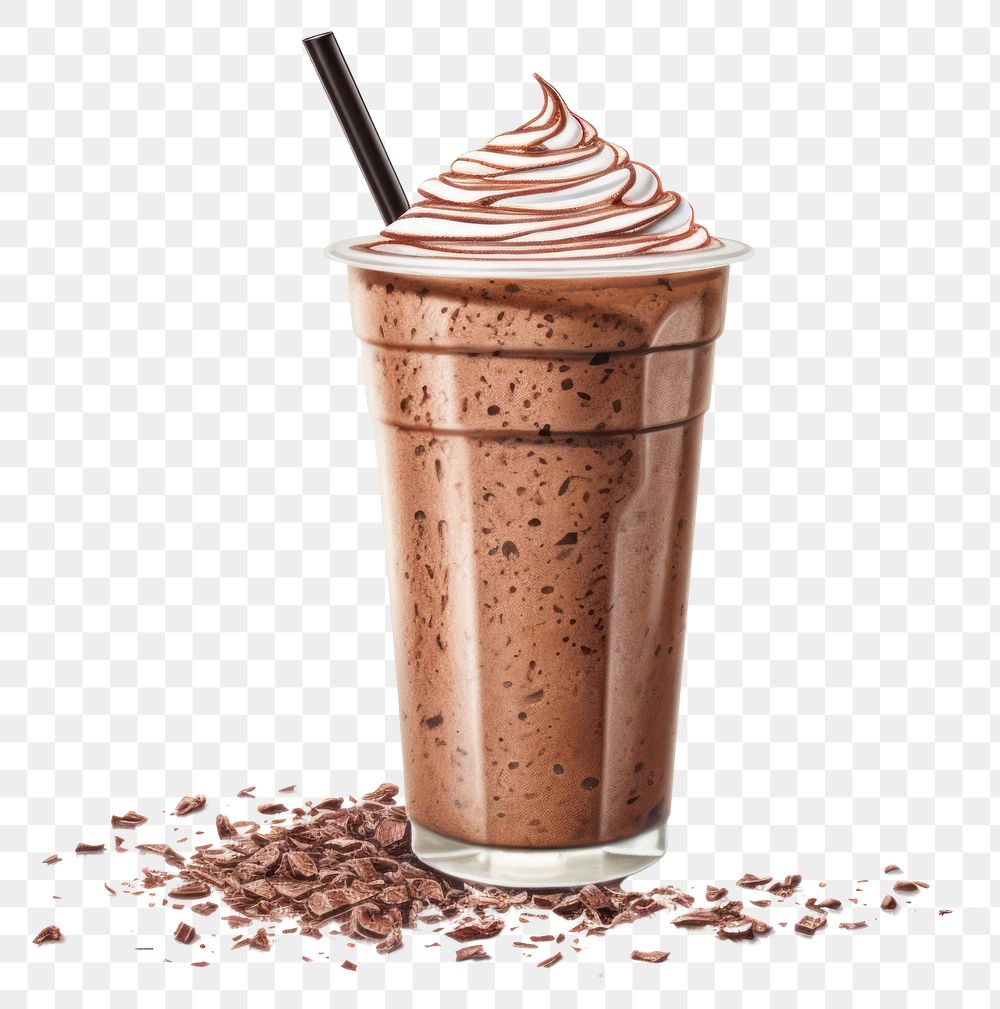 PNG Smoothie milkshake chocolate dessert, digital paint illustration.