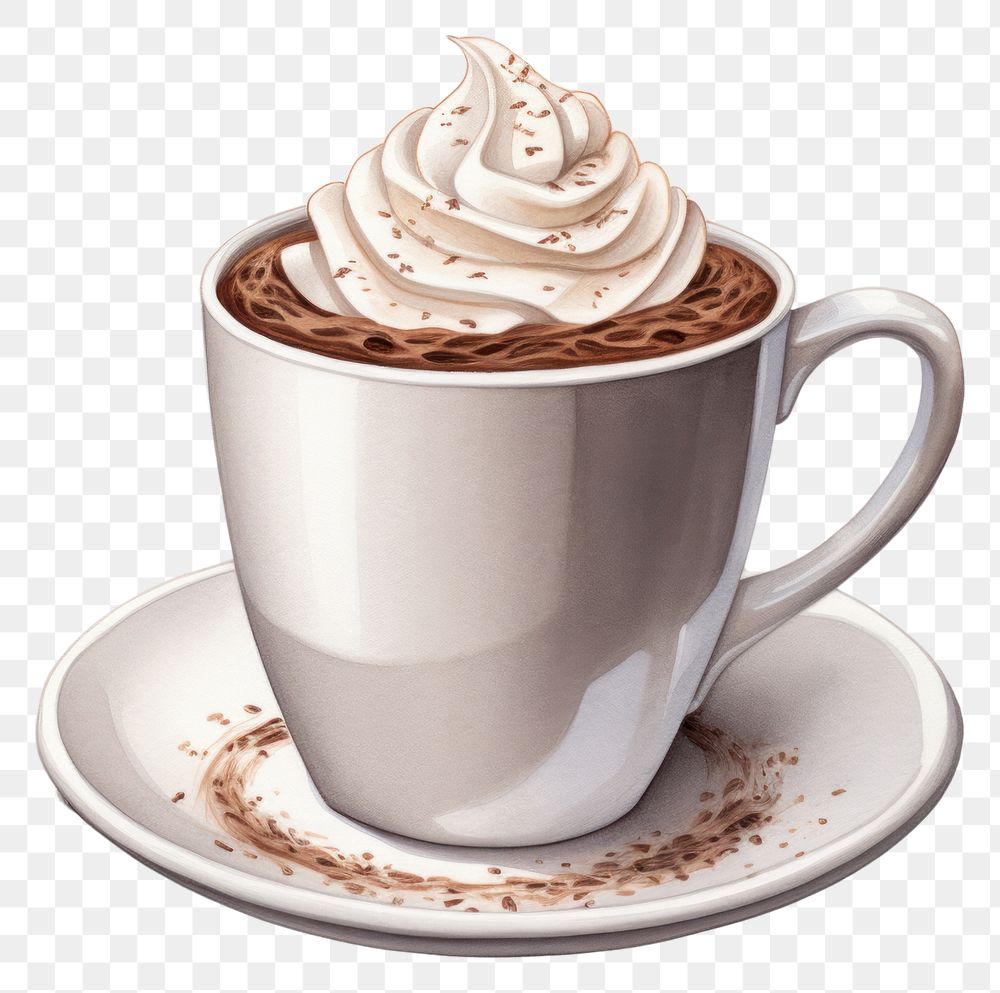 PNG Chocolate dessert coffee drink, digital paint illustration. AI generated image
