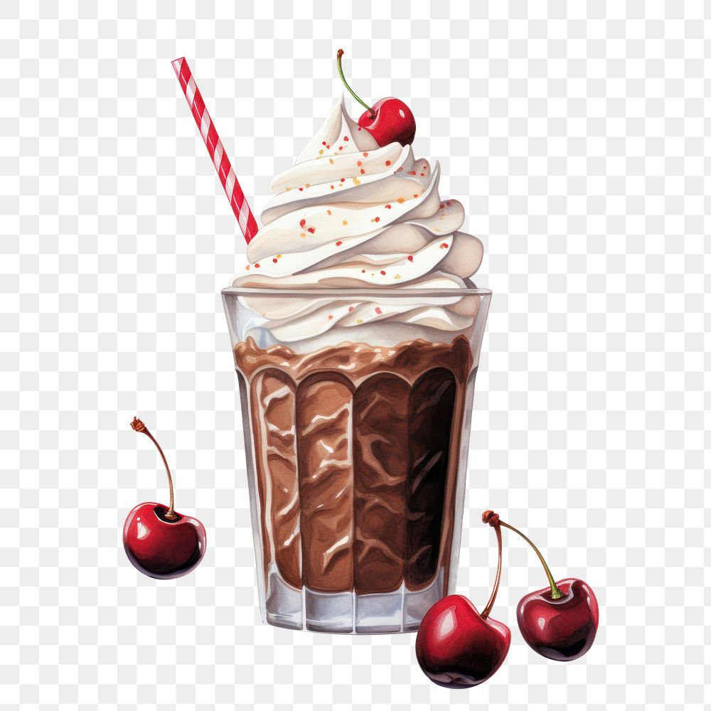 PNG Cream milkshake chocolate dessert, digital paint illustration. AI generated image