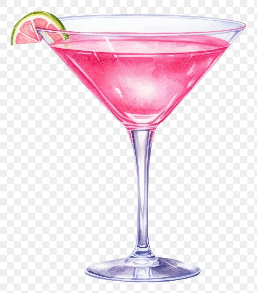 PNG Cocktail cosmopolitan martini drink, digital paint illustration. AI generated image
