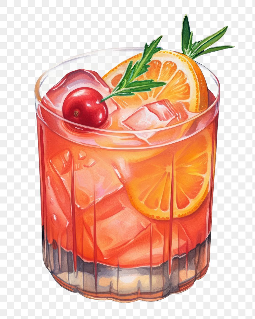 PNG Cocktail drink fruit glass, digital paint illustration. AI generated image