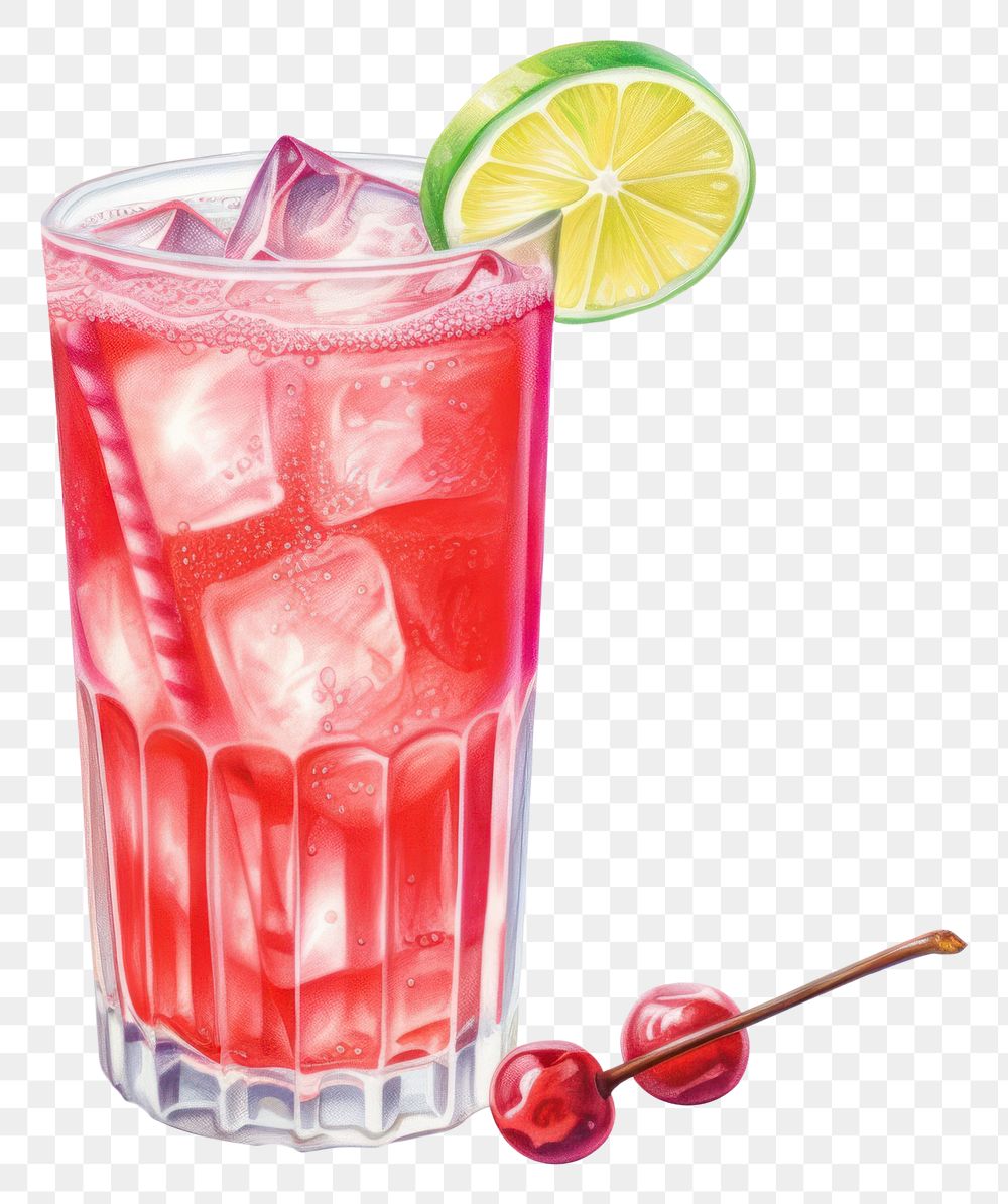 PNG Drink cocktail fruit juice, digital paint illustration.