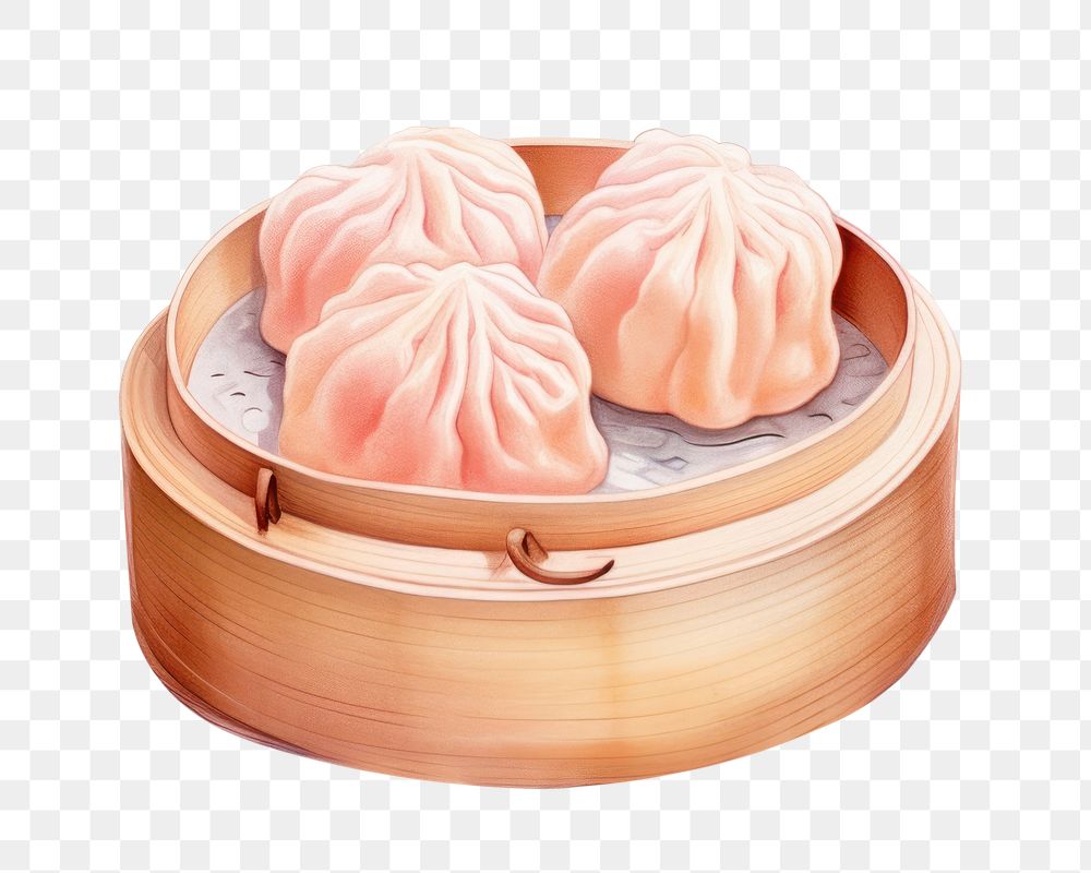 PNG Dumpling food white background xiaolongbao, digital paint illustration. AI generated image