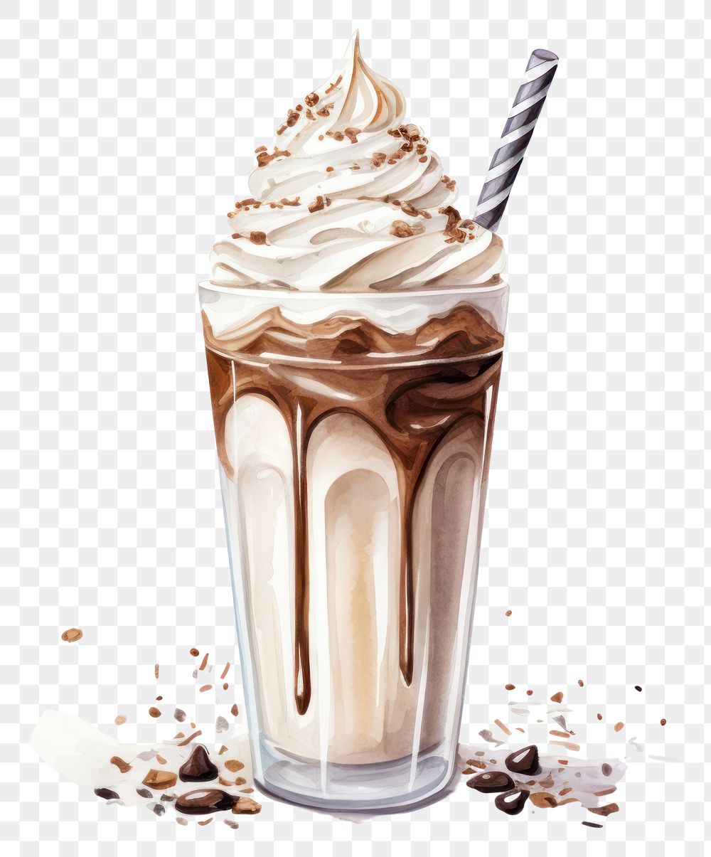 PNG Milkshake dessert drink cream. AI generated Image by rawpixel.