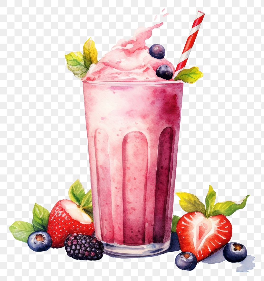 PNG Smoothie strawberry blueberry dessert. 