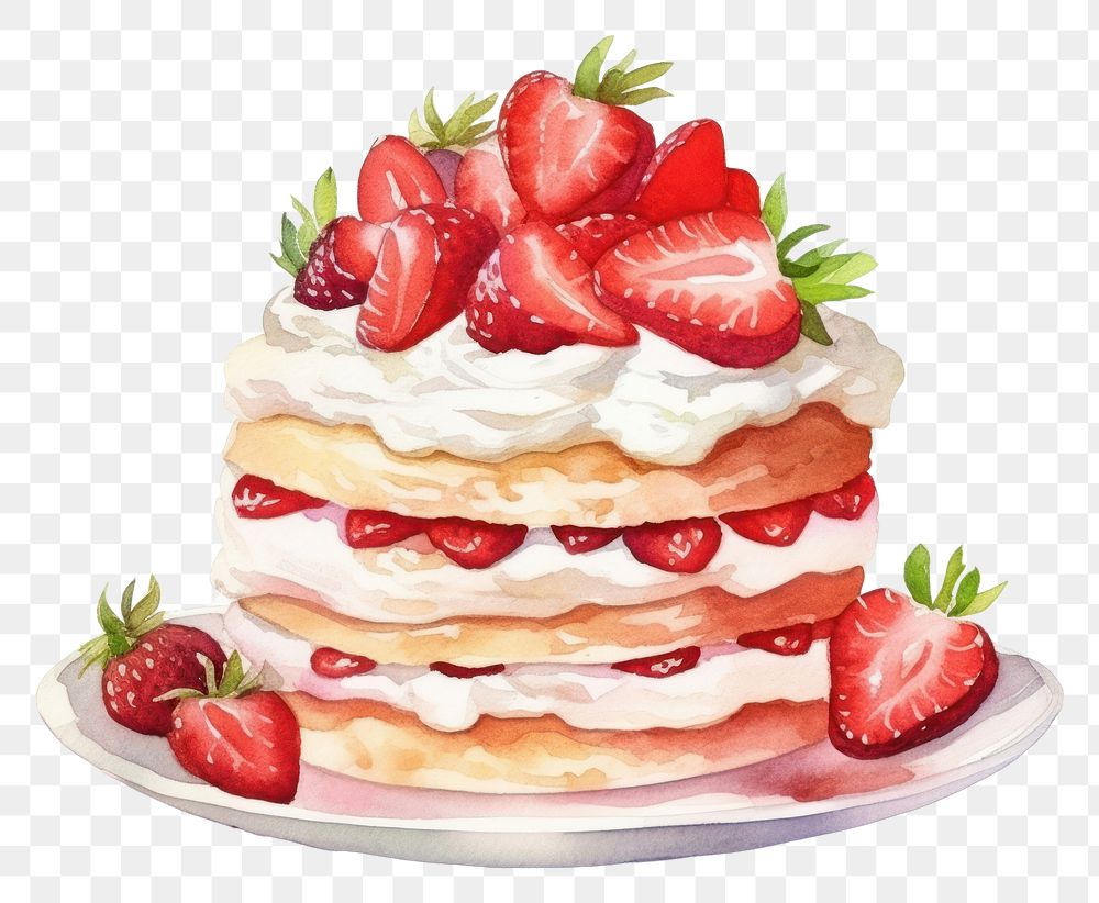 PNG Strawberry cake dessert cream. AI generated Image by rawpixel.