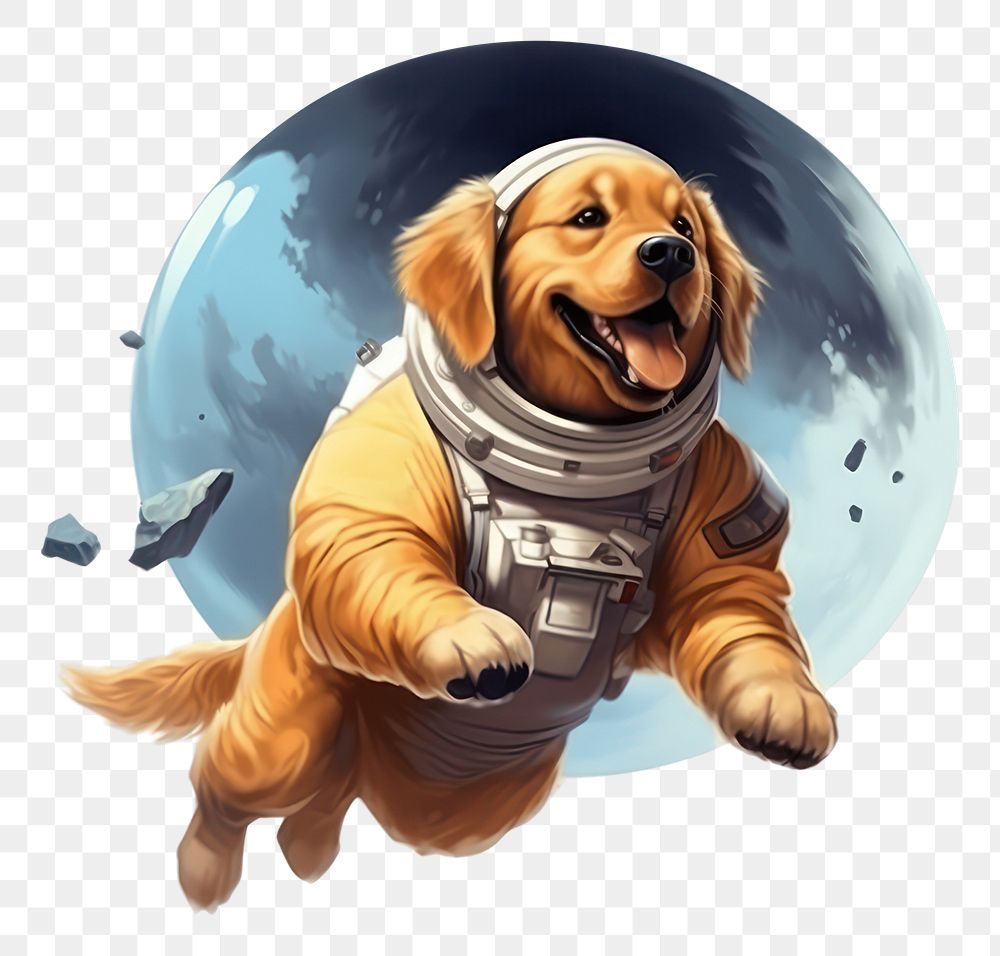 PNG Retriever astronaut cartoon animal. AI generated Image by rawpixel.