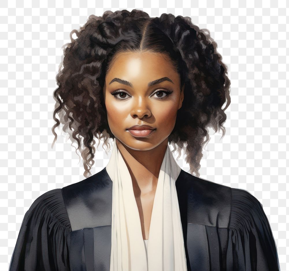 PNG Portrait of black female judge. AI generated Image by rawpixel.