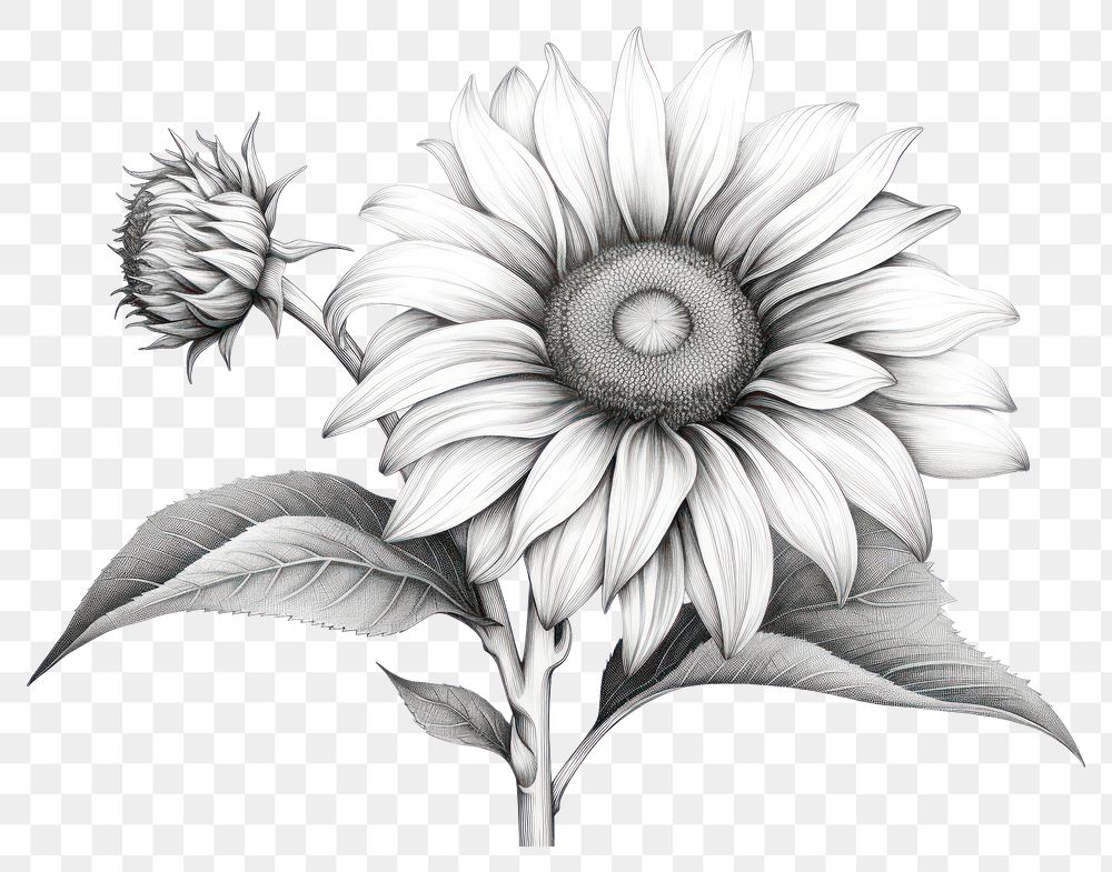 PNG Sunflower drawing sketch plant. AI generated Image by rawpixel.