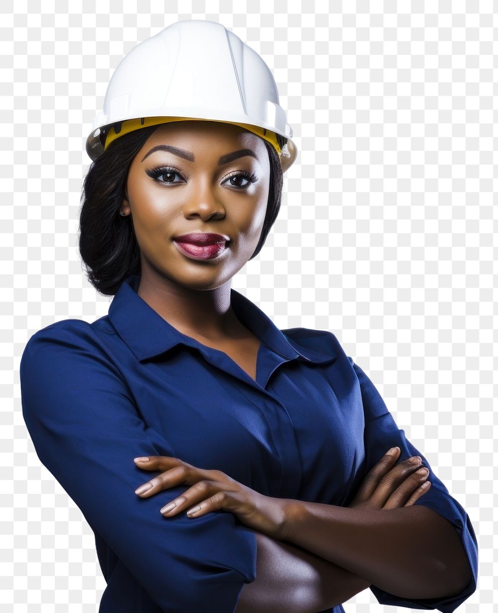 PNG Portrait hardhat helmet female. AI generated Image by rawpixel.