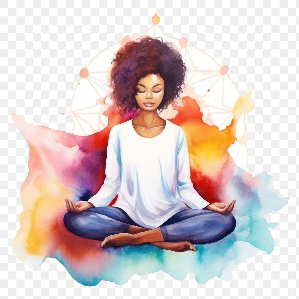 PNG Adult yoga cross-legged spirituality. AI generated Image by rawpixel.