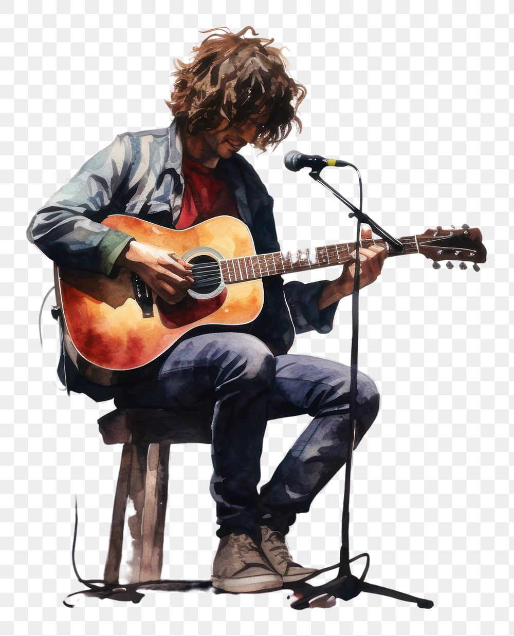 PNG Microphone musician guitar adult. AI generated Image by rawpixel.