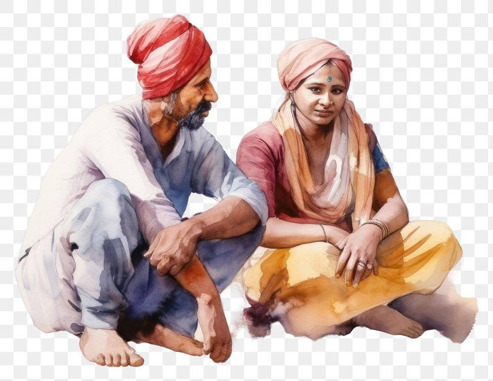 PNG Turban adult art togetherness. AI generated Image by rawpixel.
