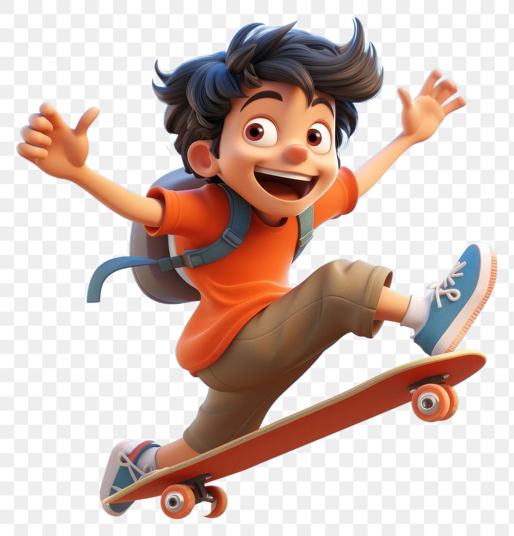 PNG Skateboard cartoon jumping representation. AI generated Image by rawpixel.