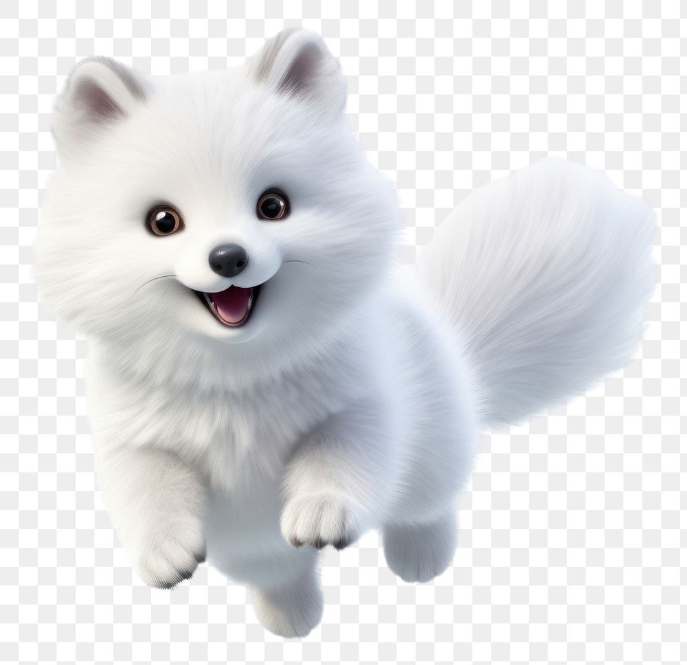 PNG Arctic fox jumping mammal animal white. AI generated Image by rawpixel.