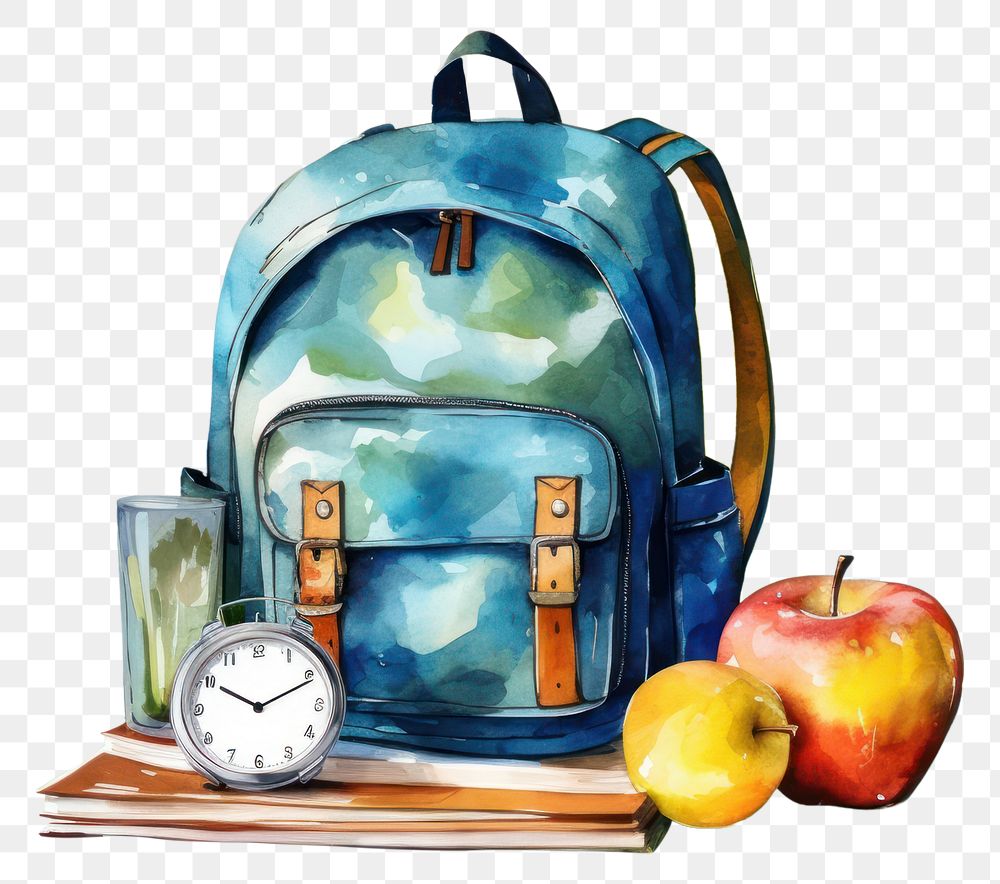 PNG Backpack apple bag creativity. AI generated Image by rawpixel.