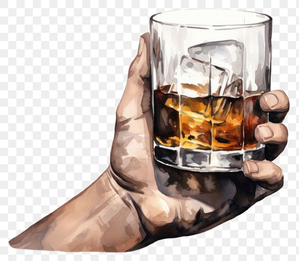 PNG Glass holding whisky drink. AI generated Image by rawpixel.