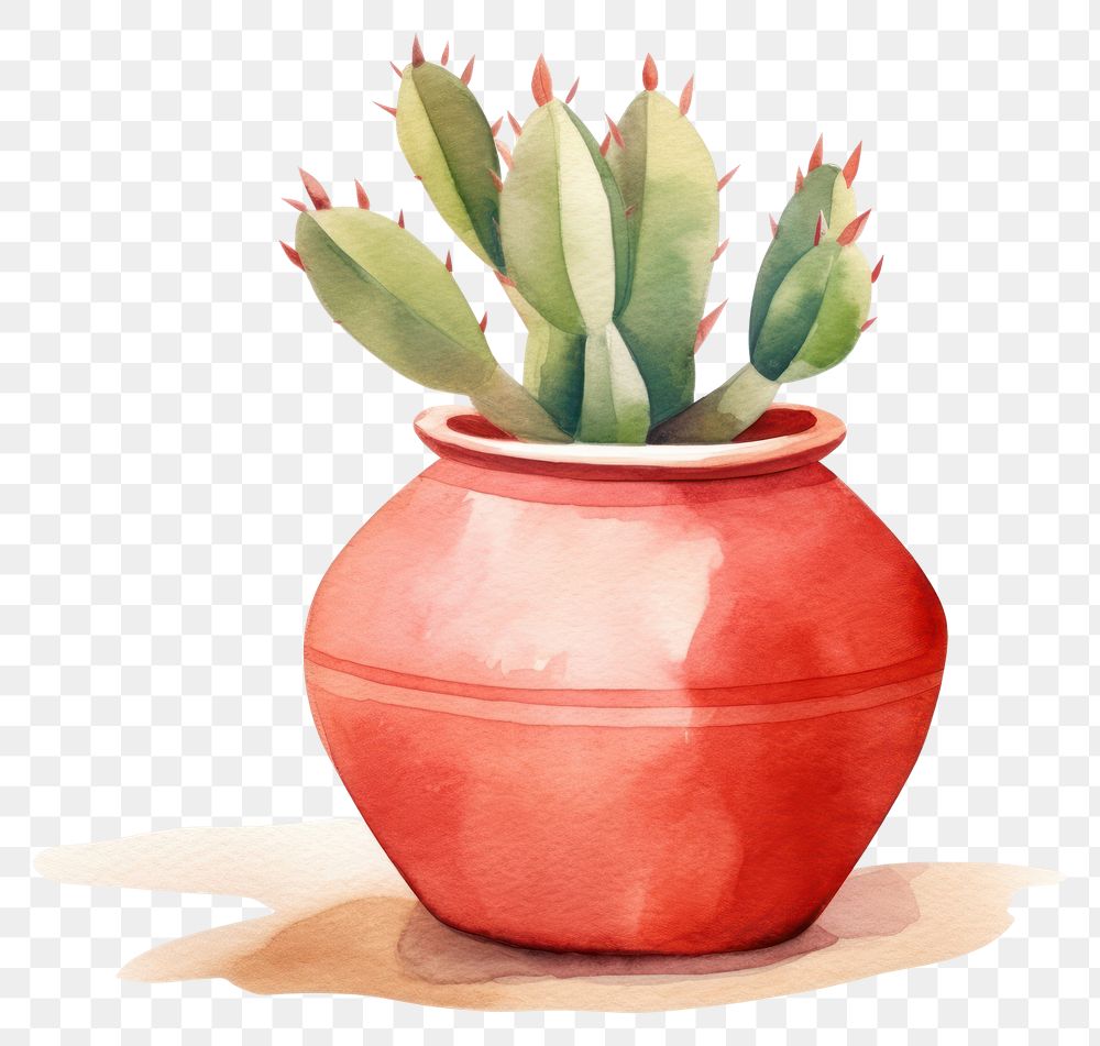 PNG Vase cactus plant red. AI generated Image by rawpixel.