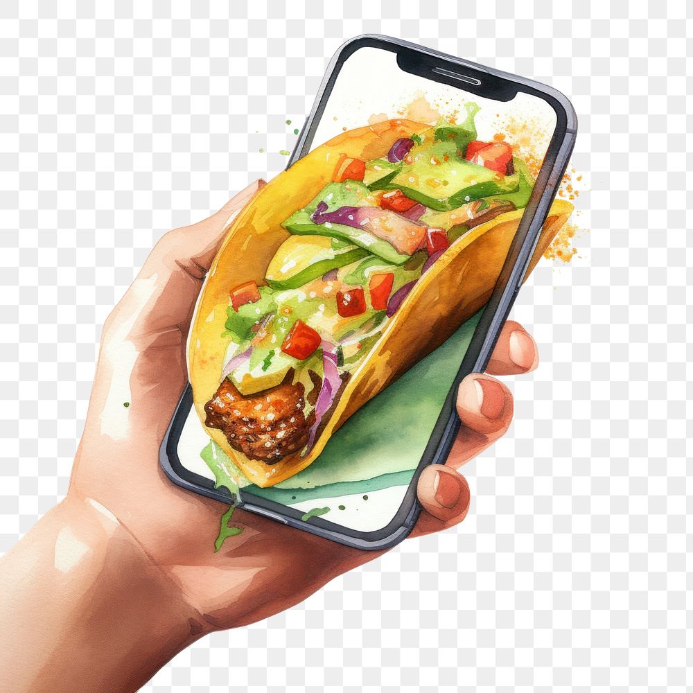 PNG Holding screen food hand. AI generated Image by rawpixel.