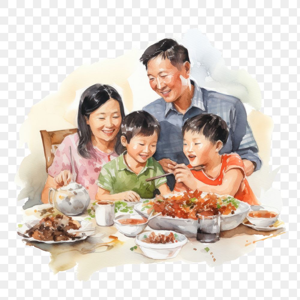 PNG Family dinner eating adult. AI generated Image by rawpixel.