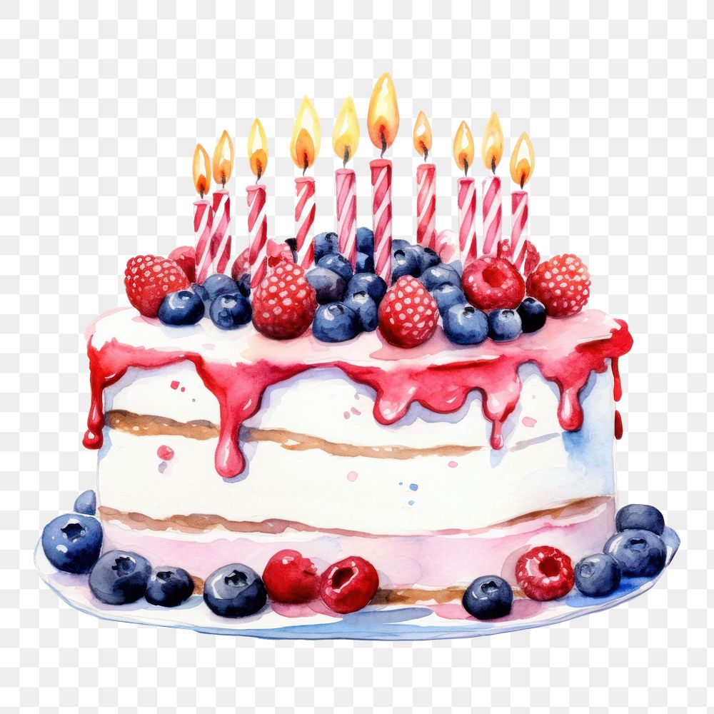 PNG Cake raspberry blueberry birthday. AI generated Image by rawpixel.