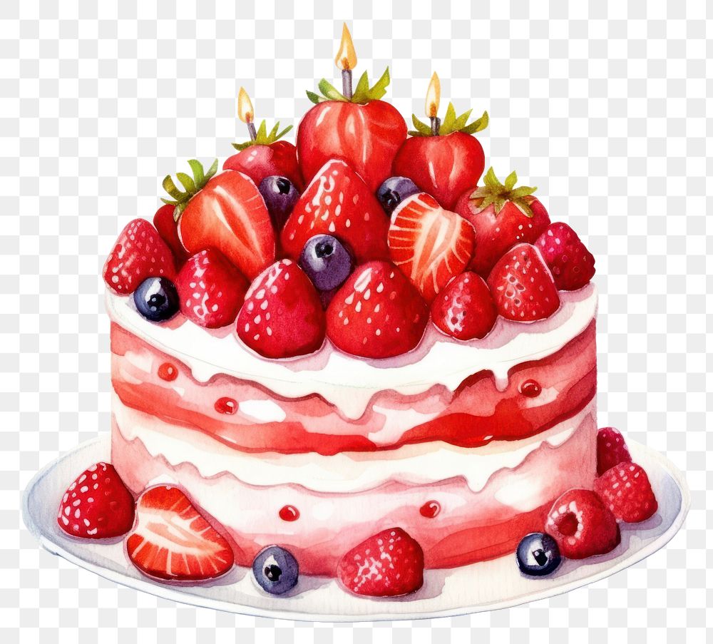 PNG Cake strawberry dessert fruit. AI generated Image by rawpixel.