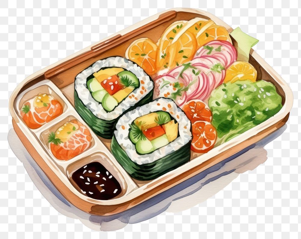PNG Sushi lunch food meal. AI generated Image by rawpixel.