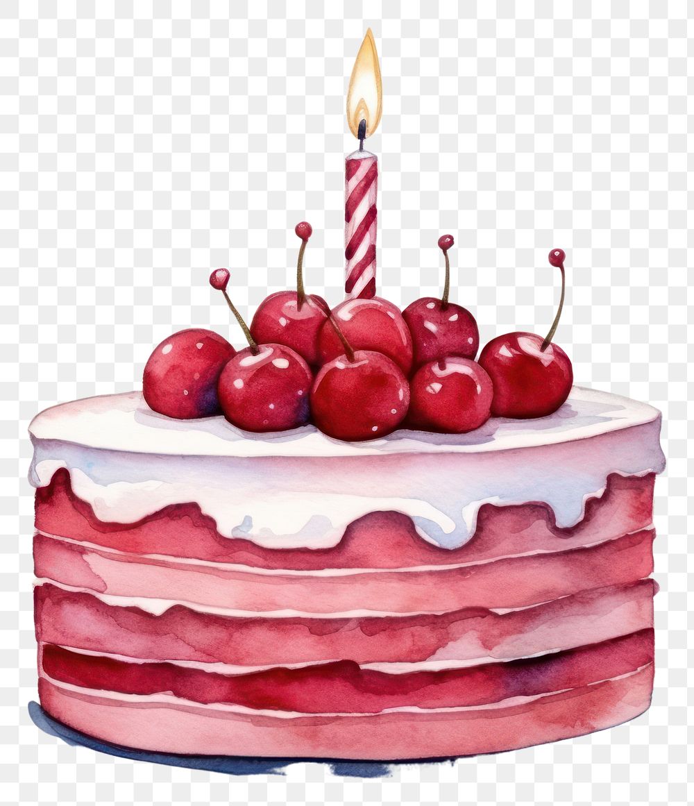 PNG Birthday dessert cherry candle. AI generated Image by rawpixel.