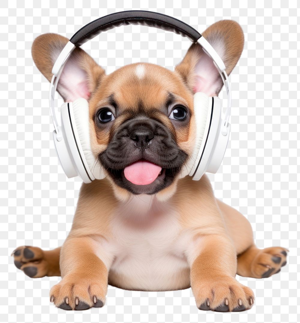 PNG Headphones dog bulldog headset. AI generated Image by rawpixel.