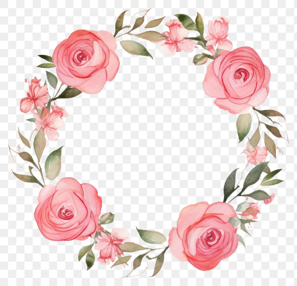 PNG Rose pattern flower wreath. AI generated Image by rawpixel.