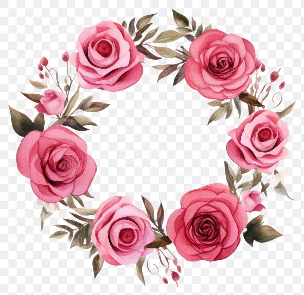 PNG Rose flower wreath plant. AI generated Image by rawpixel.