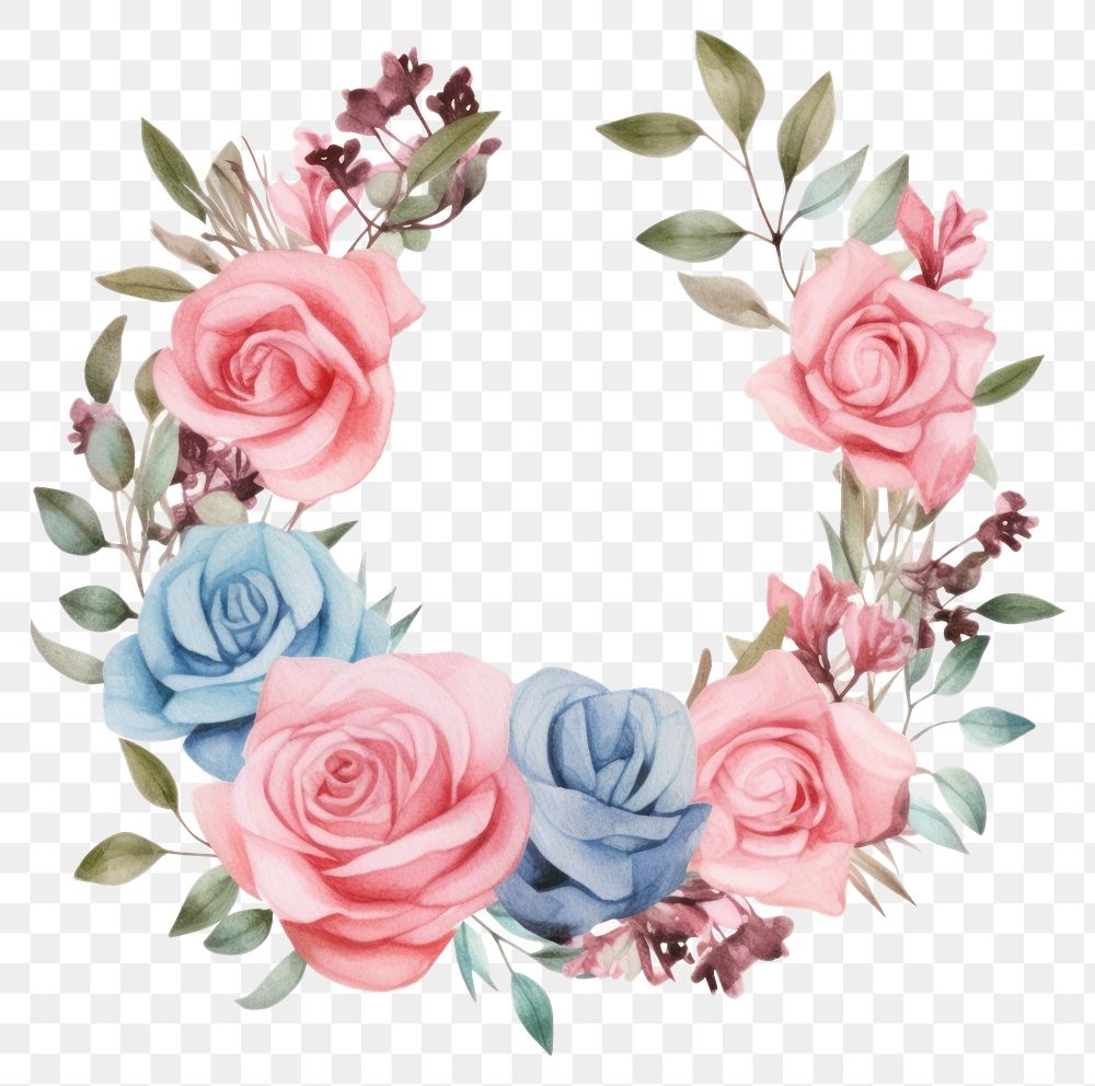 PNG Rose pattern flower wreath. AI generated Image by rawpixel.