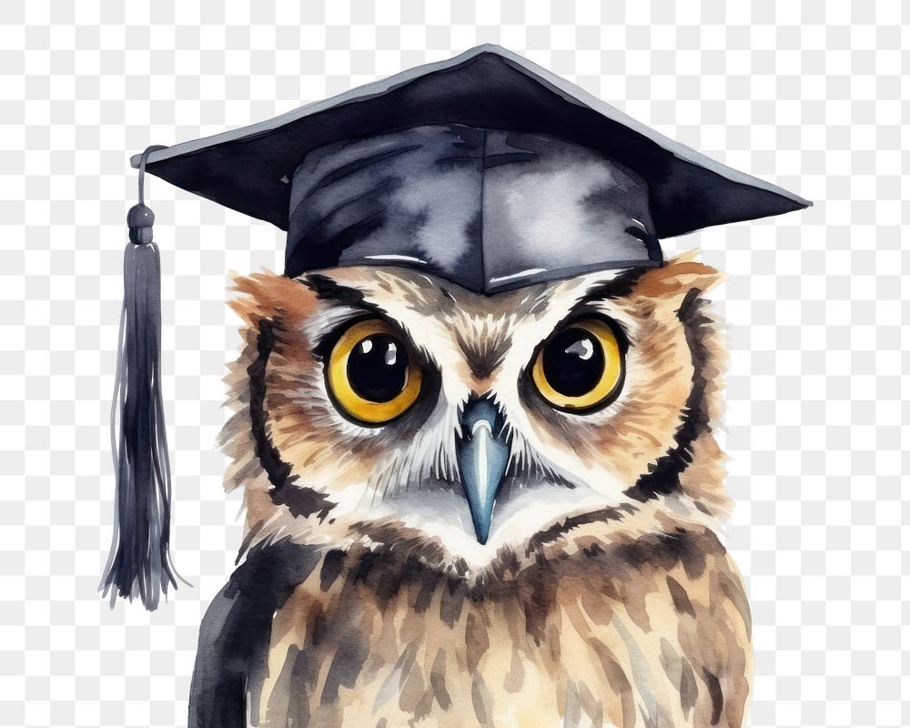 PNG Graduation animal bird owl. AI generated Image by rawpixel.