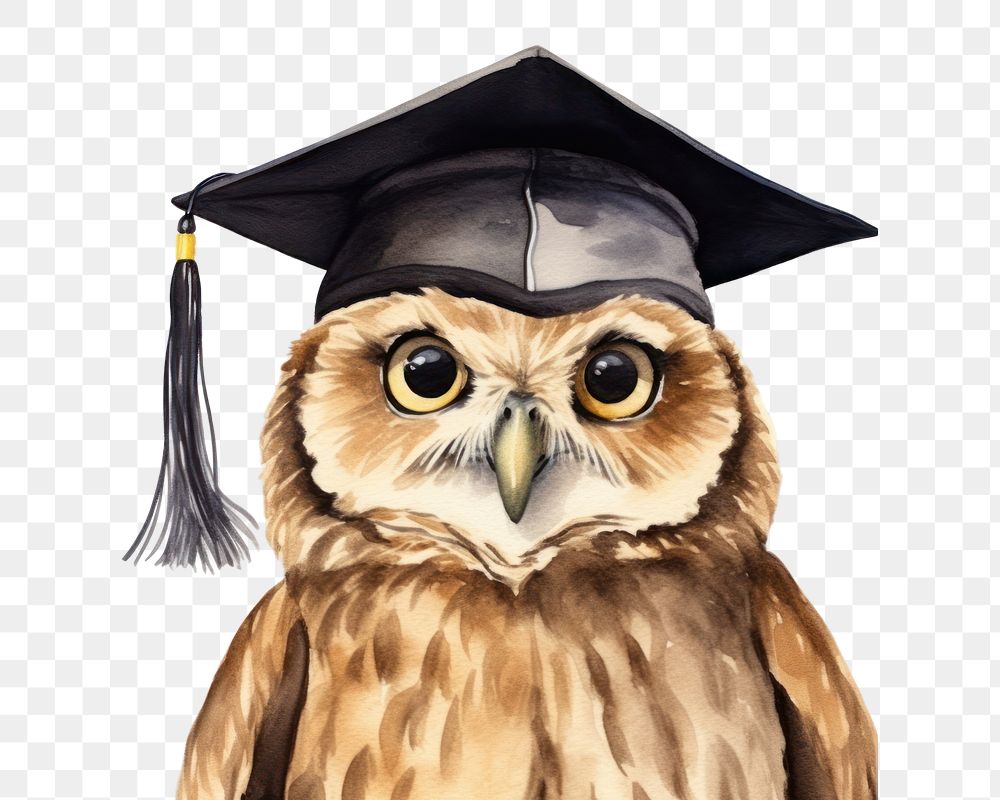 PNG Graduation animal bird owl. 