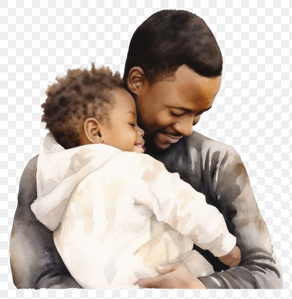 PNG Portrait newborn hugging father. 