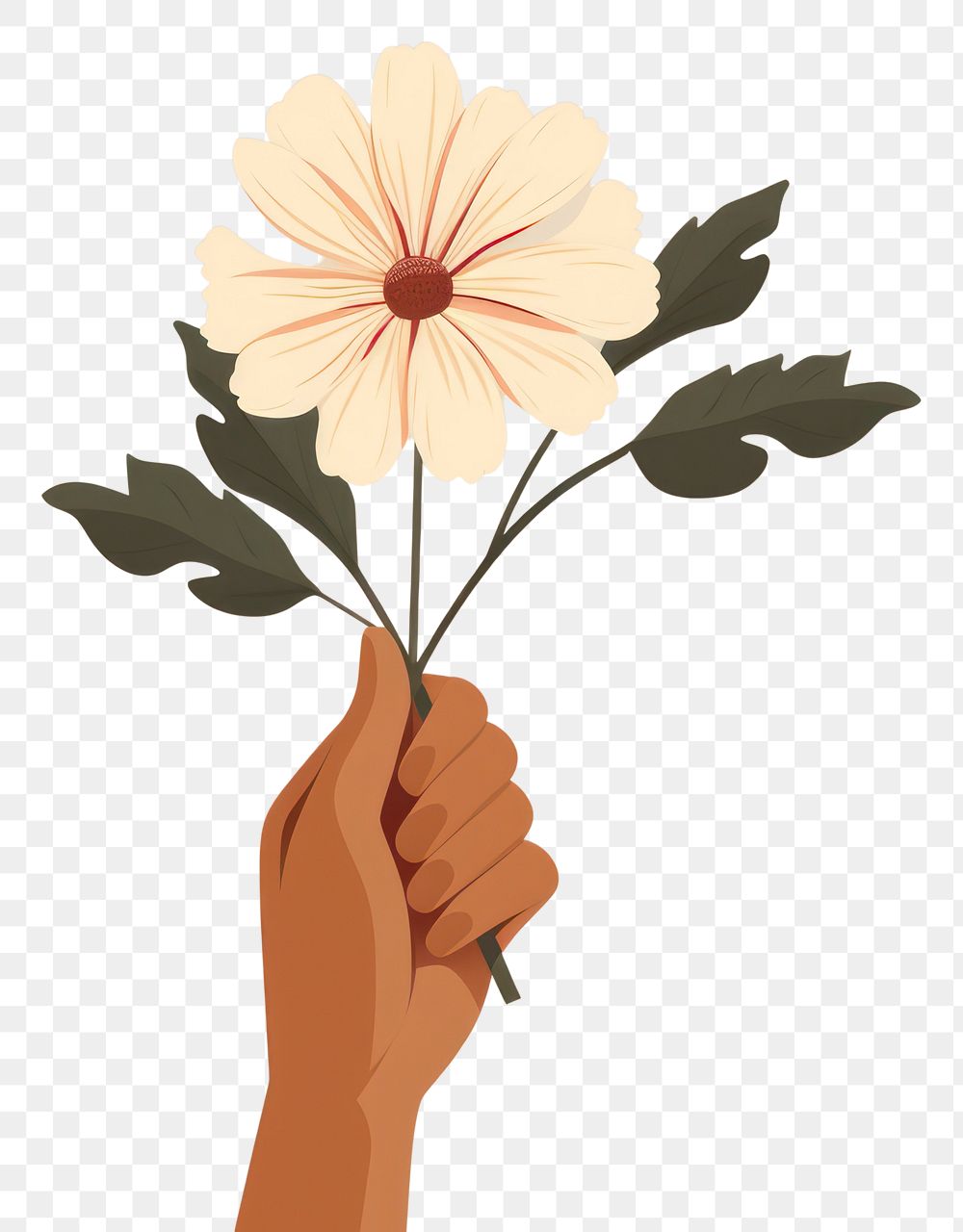 PNG Flower hand holding finger. 