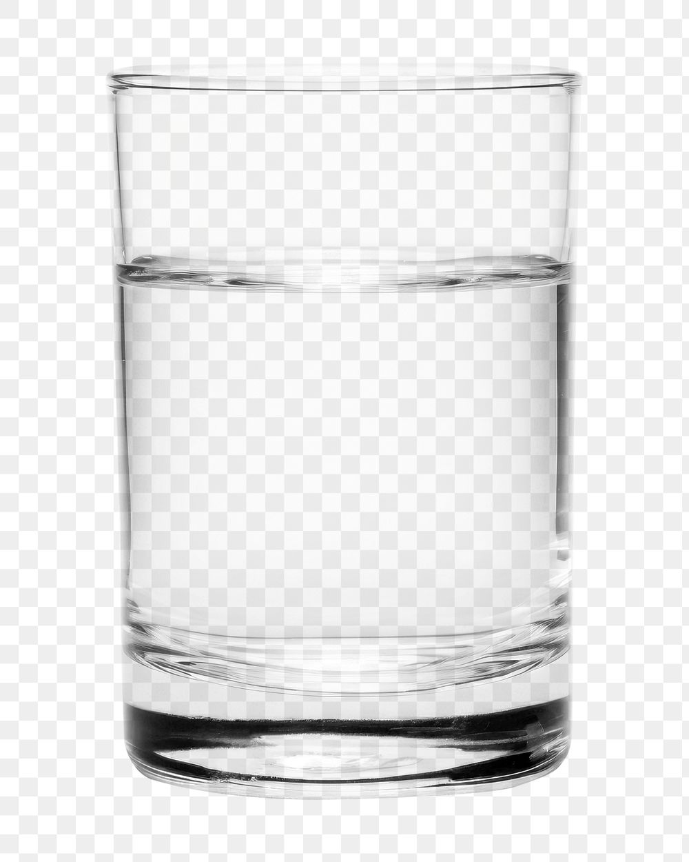 PNG Photo of a plain pure water glass with a water in it, isolated on an white background