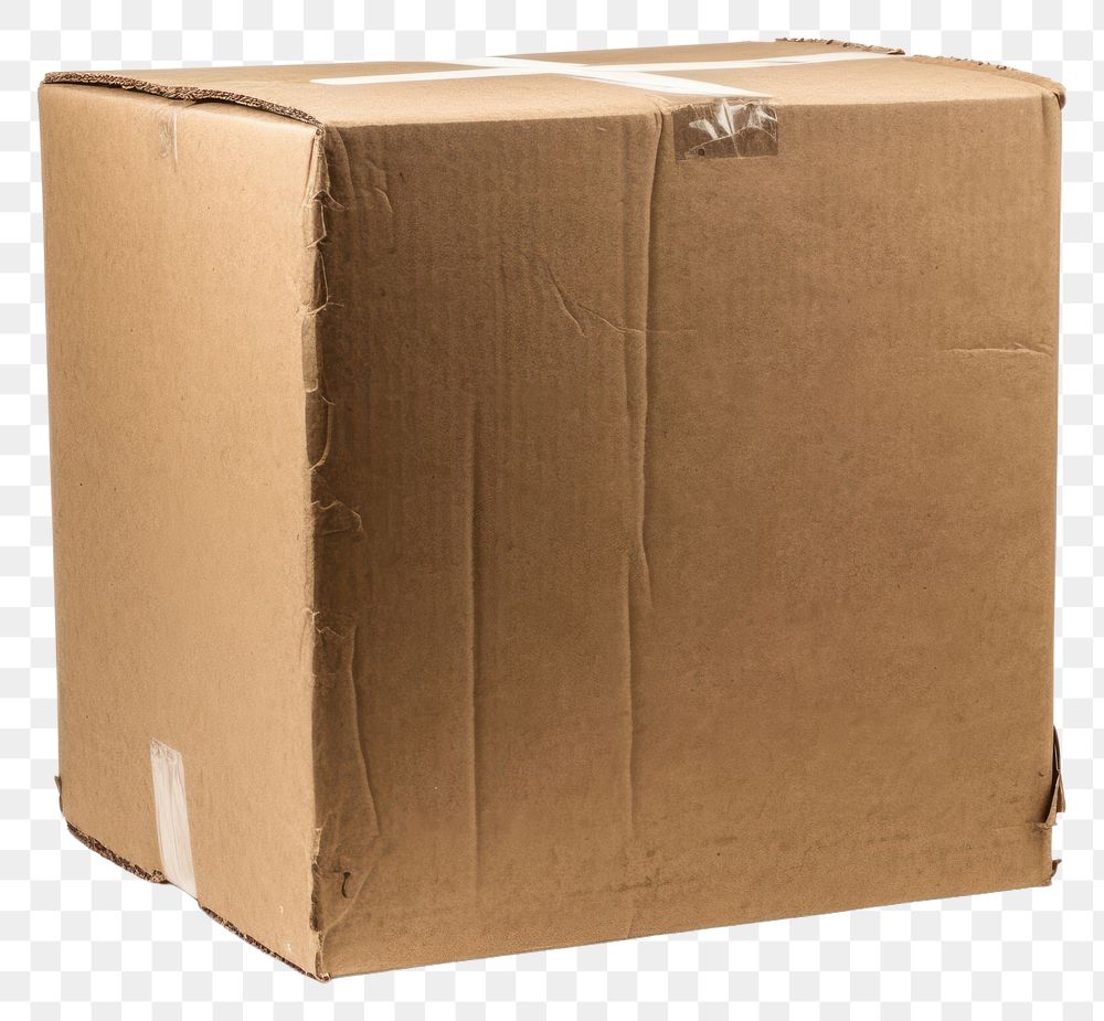 PNG Damaged carton cardboard box white background. AI generated Image by rawpixel.