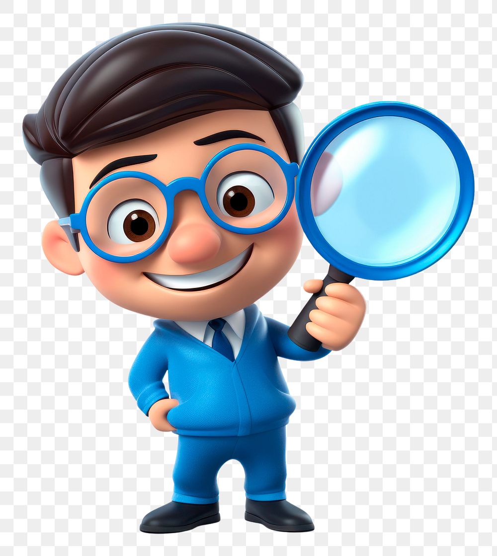 PNG Magnifying holding cartoon blue. 