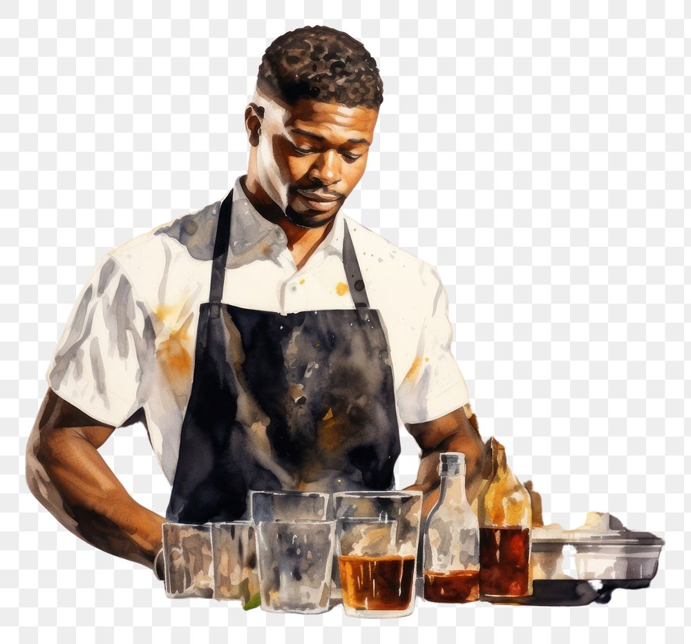 PNG Bartender adult drink male. AI generated Image by rawpixel.