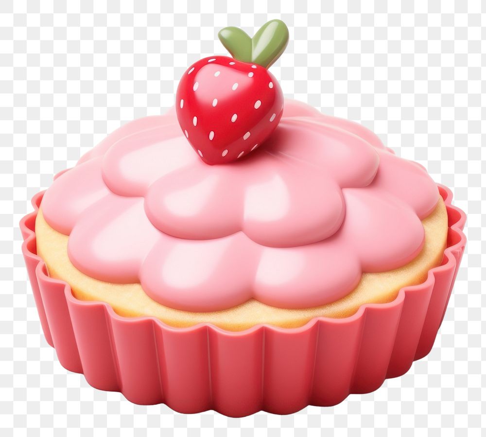 PNG Strawberry dessert cupcake fruit. AI generated Image by rawpixel.