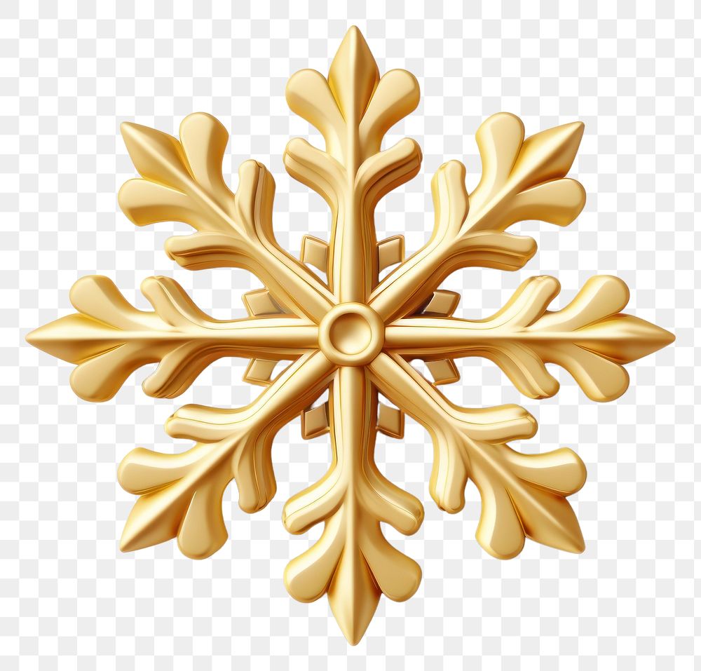 PNG Gold snow snowflake brooch. 