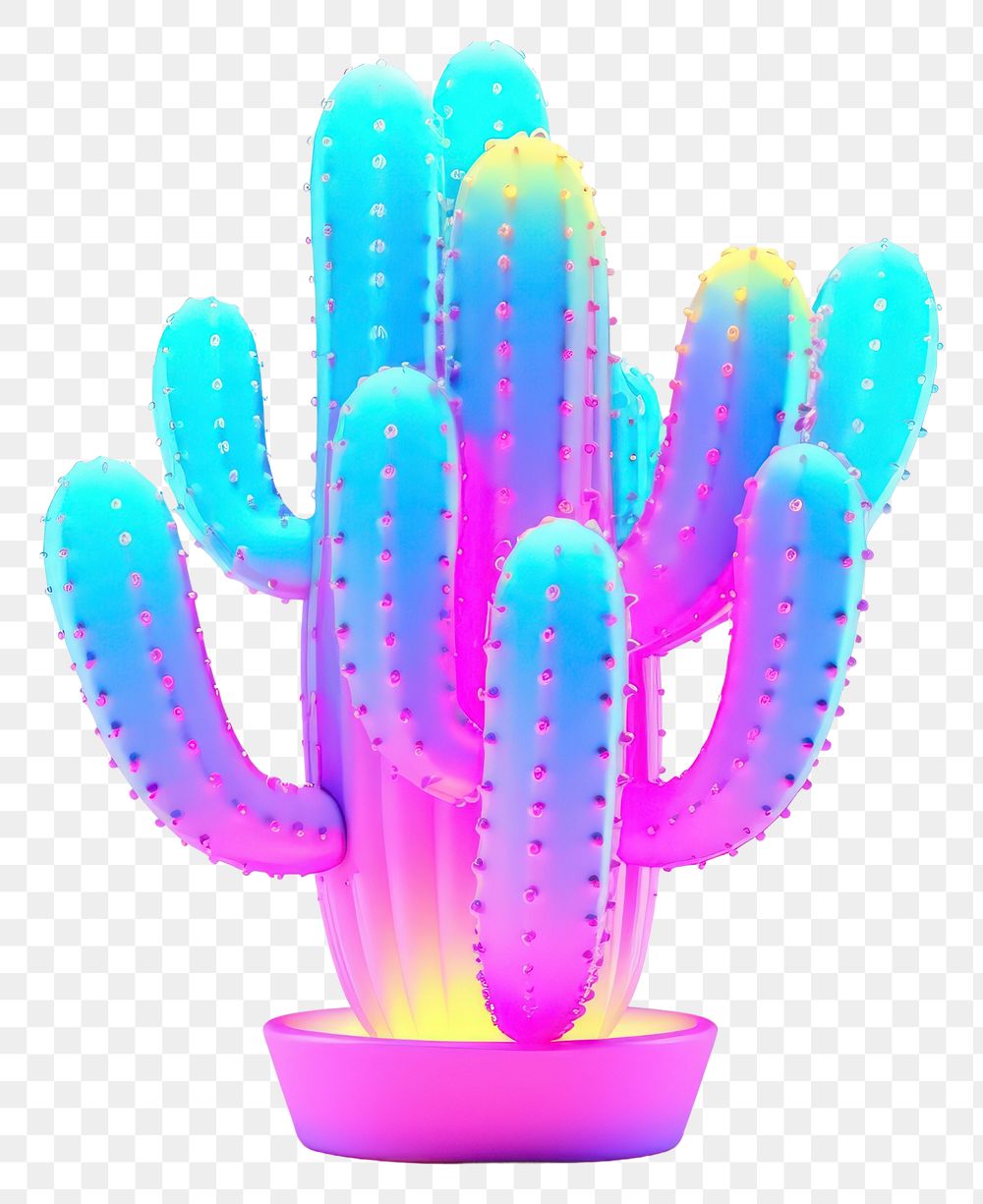 PNG Cactus plant white background illuminated. AI generated Image by rawpixel.